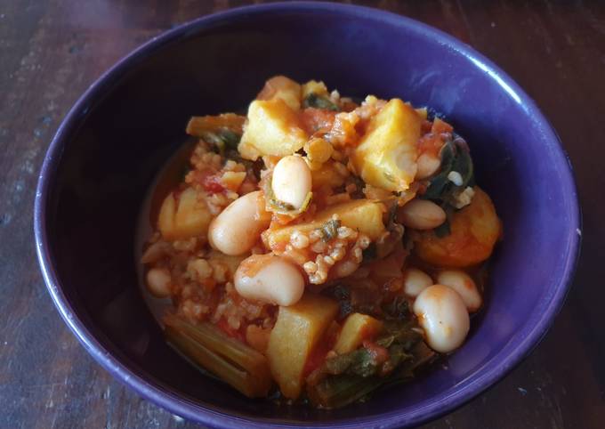 Alubias con espinacas y patata