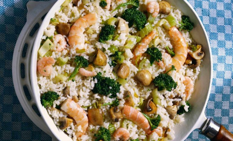 Arroz con brócoli y champiñones