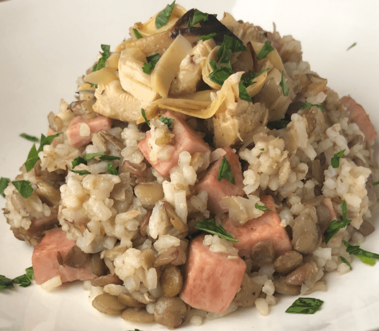 Arroz a la milanesa con jamón