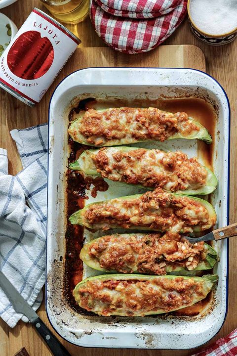 Calabacines Rellenos de Verduras y Champiñones