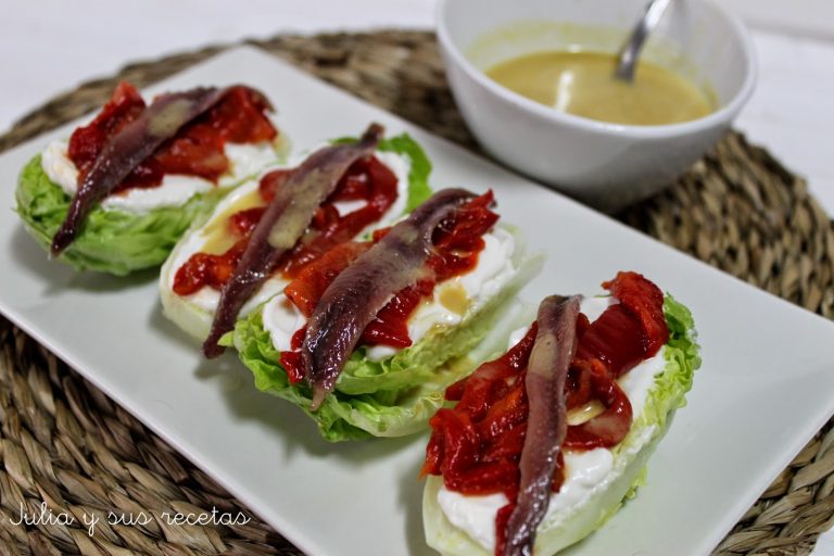 Cogollos con Anchoas y Pimientos