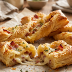 Hojaldre con bacon y queso
