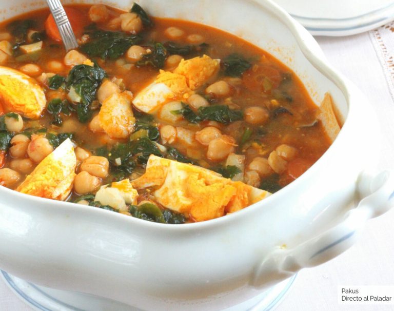 Potaje de Garbanzos con Arroz, Espinacas y Bacalao