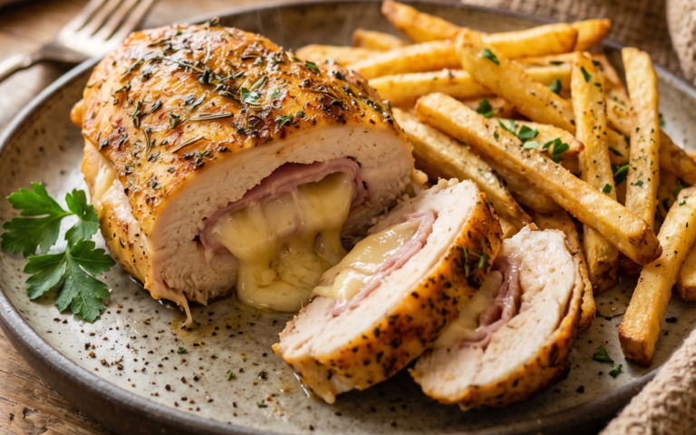 Pechuga de Pollo Rellena de Jamón y Queso en Freidora de Aire