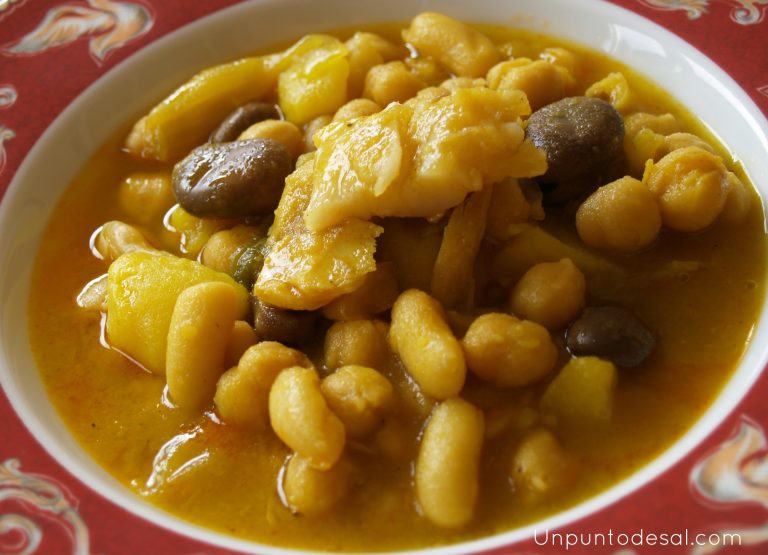 Alubias con bacalao y acelgas