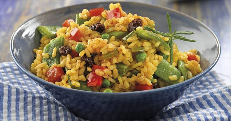 Arroz con calabacín y champiñones