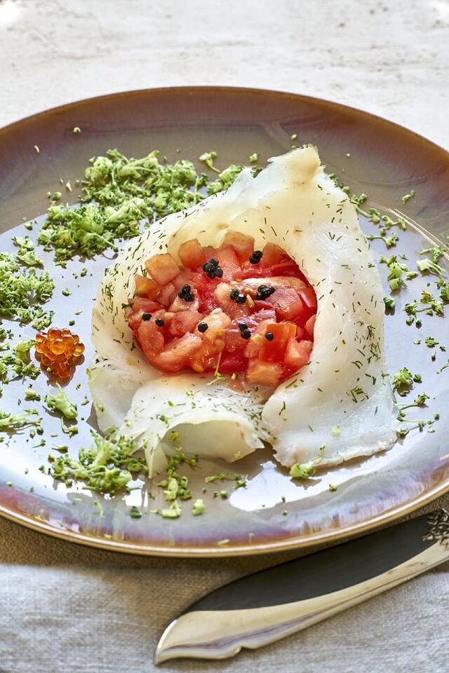 Bacalao Ahumado con Tomate y Queso